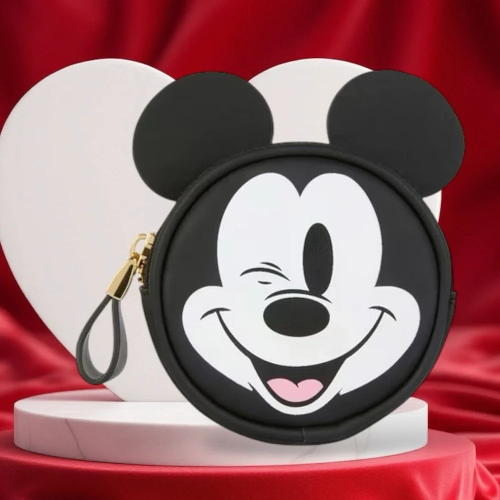 Disneys Winking Mickey Mouse Black Coin Purse NWT